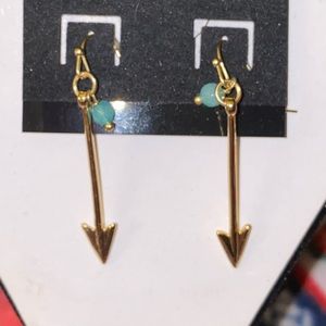 Straight bar earrings with turquoise bead